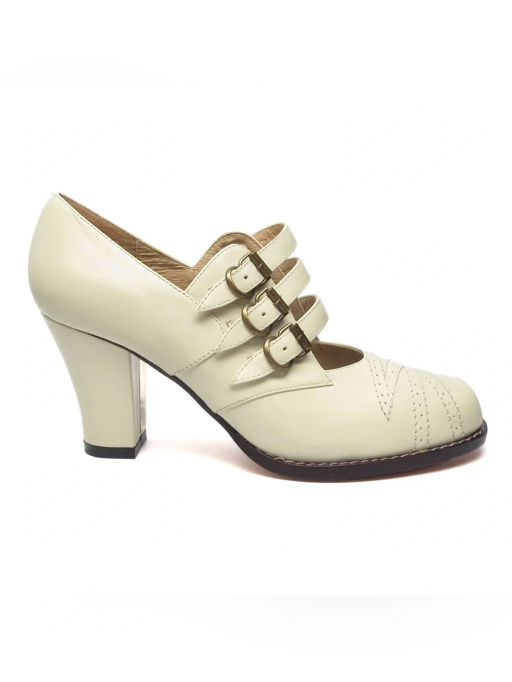 Remix Vintage Shoes Aviator- Triple-Strap Mary Jane Heels - Picture 1 of 7